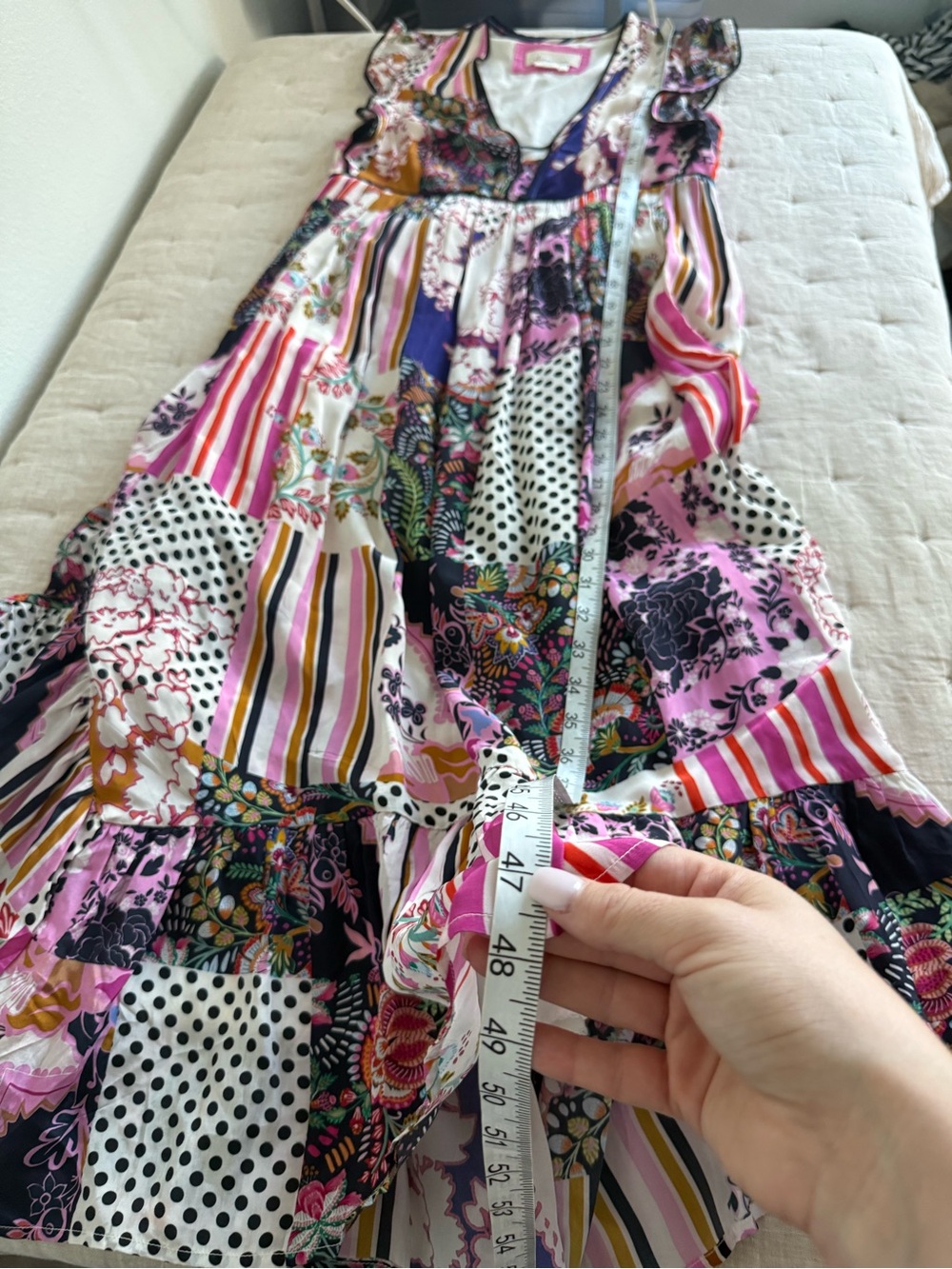 Anthropologie Ruffled Patchwork midi dress size 4 - Picture 13 of 13